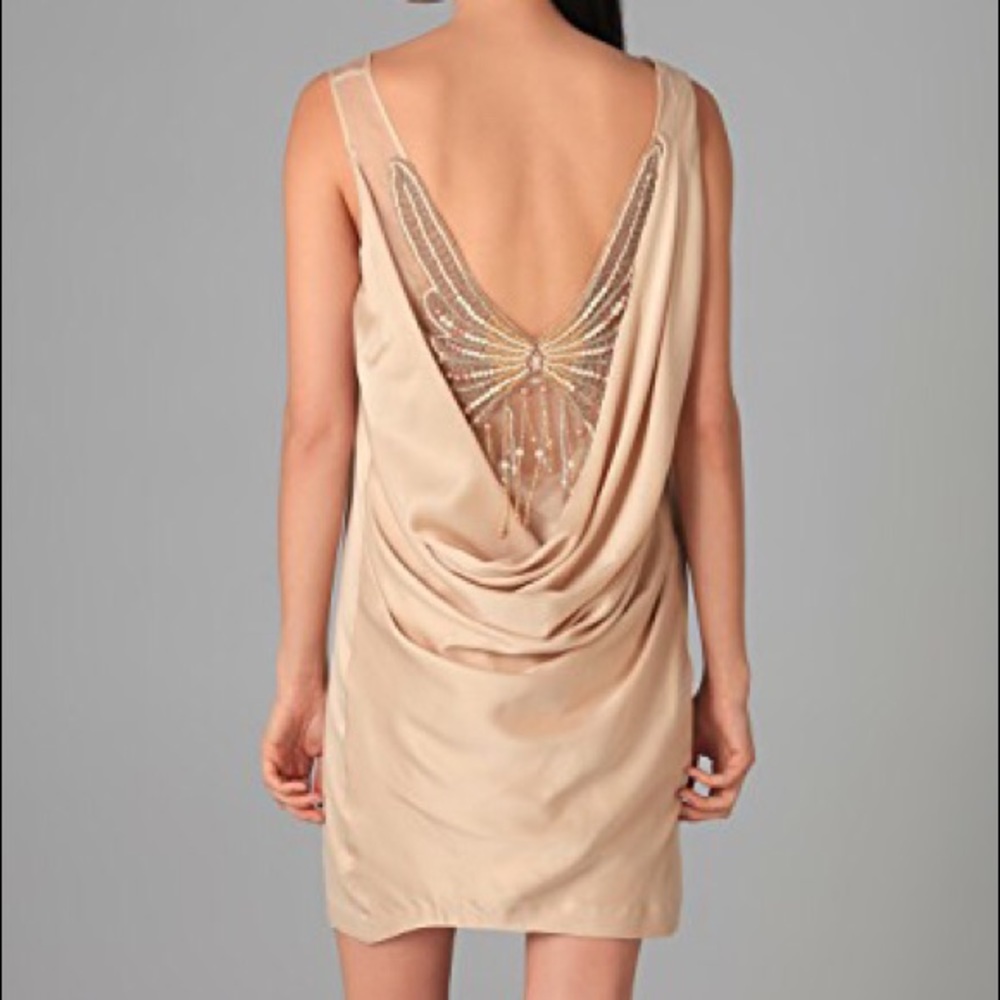 Foley and Corina drape back silk dress